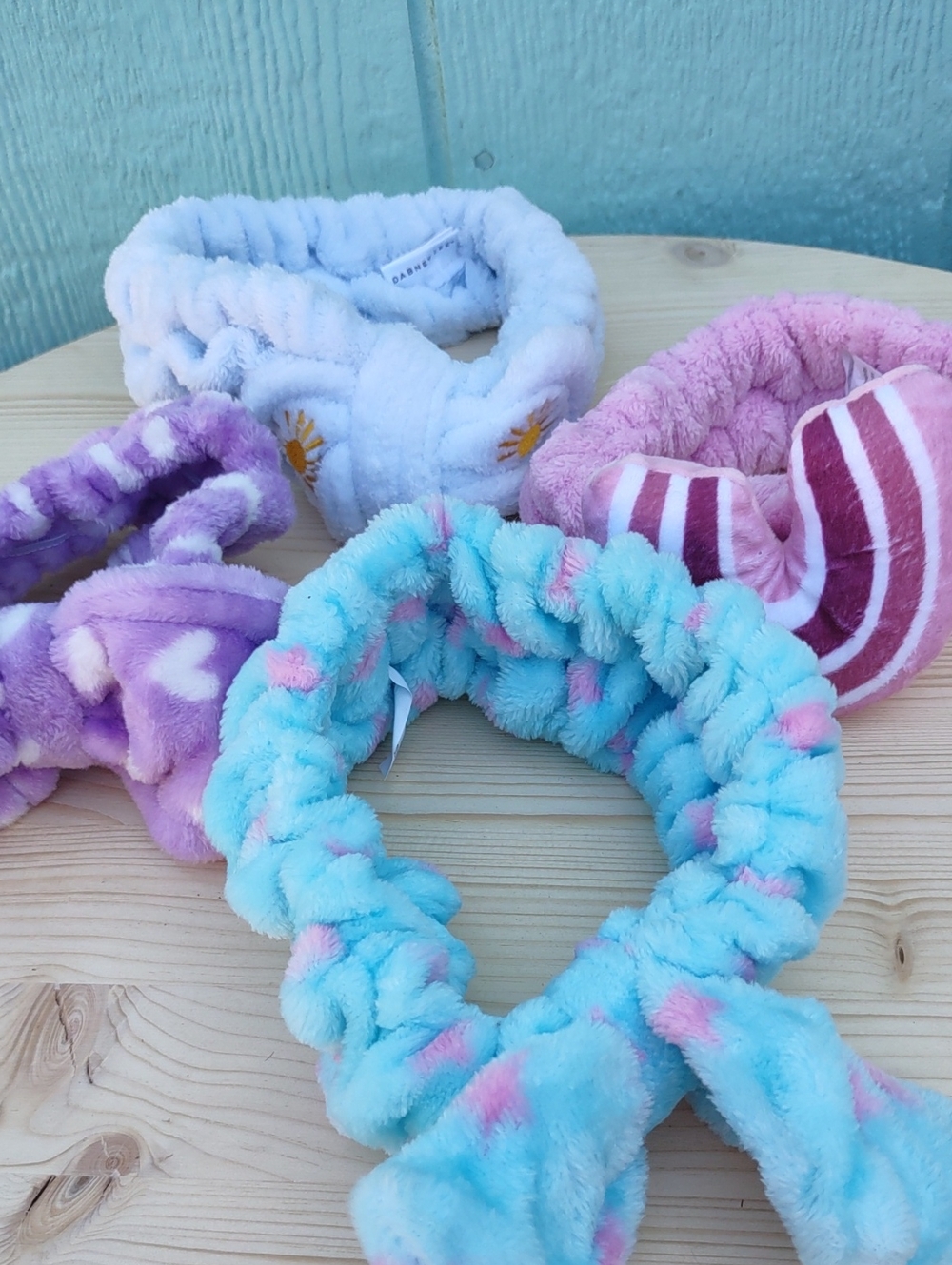 Plush Stretch Headbands - Blue & Pink